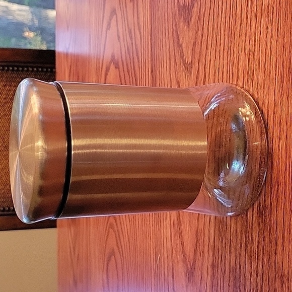 Stainless steel & glass dog biscuit/treat container.  Paw print.  7" x 4.5" - Picture 2 of 7